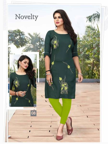 Trendy Novelty Casual Wear Straight Wholesale Kurti Collection
